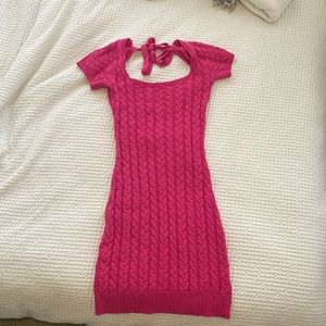Cable knit pink mini dress